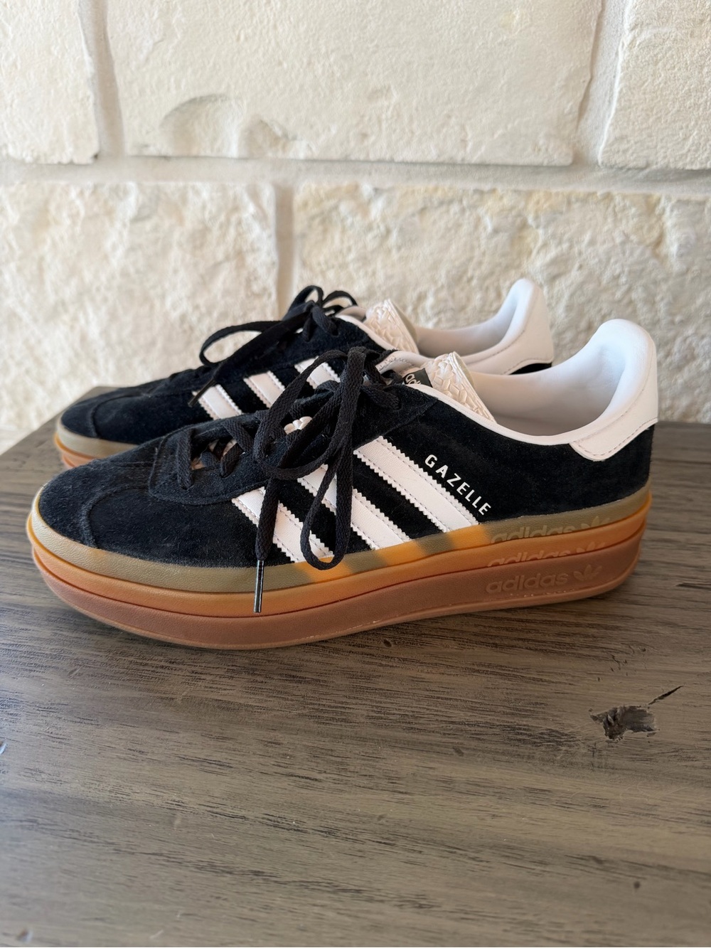 Adidas Gazelle Bold Black Suede White Gum Platform Sneakers Women’s (9.5)